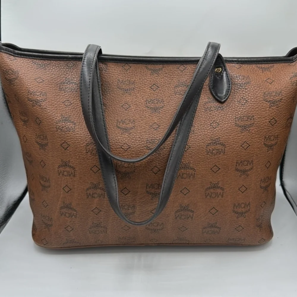 MCM Visetos Dog Bone Shopper Tote Brown - Picture 3 of 6